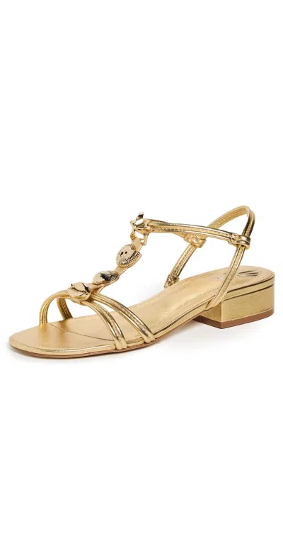 Larroude Shelly Flat Sandals Gold