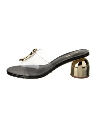 Pre-owned Larroude Slides In Black/gold