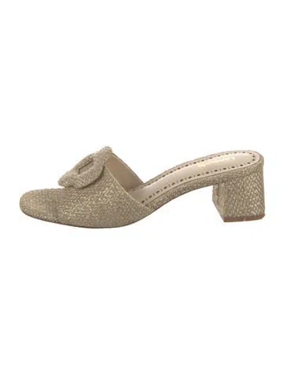 Pre-owned Larroude Slides In Metallic/neutrals