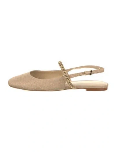 Pre-owned Larroude Slingback Flats In Neutral
