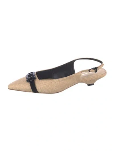 Pre-owned Larroude Slingback Flats In Neutrals
