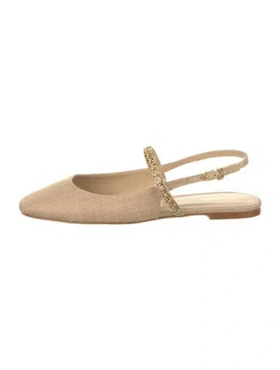 Pre-owned Larroude Slingback Flats W/ Tags In Neutral