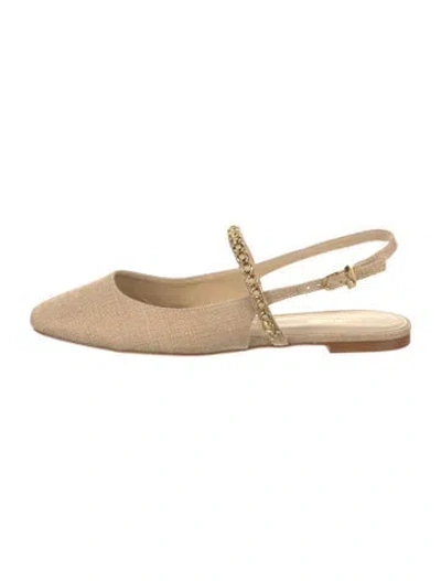 Pre-owned Larroude Slingback Flats W/ Tags In Neutral