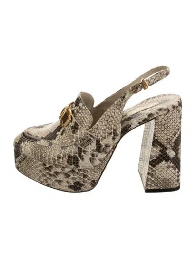 Pre-owned Larroude Snakeskin Animal Print Pumps In Gold/metallic