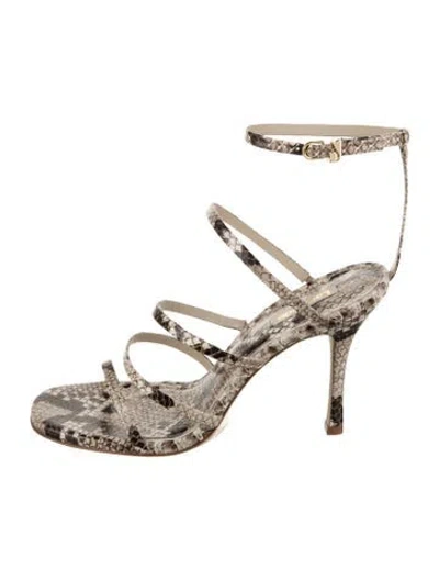 Pre-owned Larroude Snakeskin Animal Print Sandals In Multi