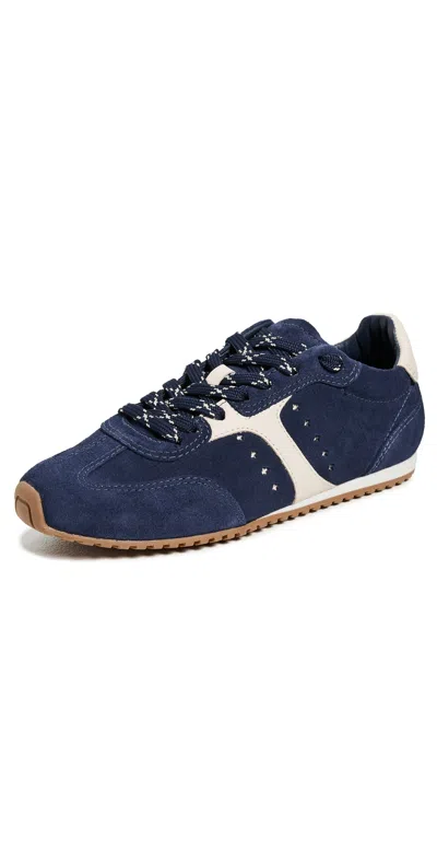 Larroude Stella Sneakers Navy Suede/ivory Leather