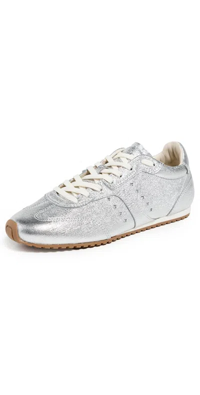 Larroude Stella Sneakers Silver Metallic Leather
