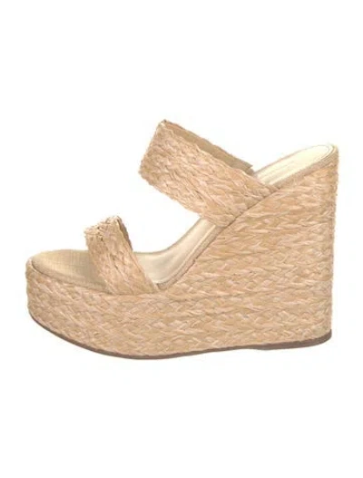 Pre-owned Larroude Straw Braided Accents Espadrilles In Neutral