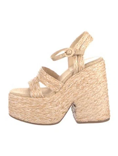 Pre-owned Larroude Straw Espadrilles In Neutral