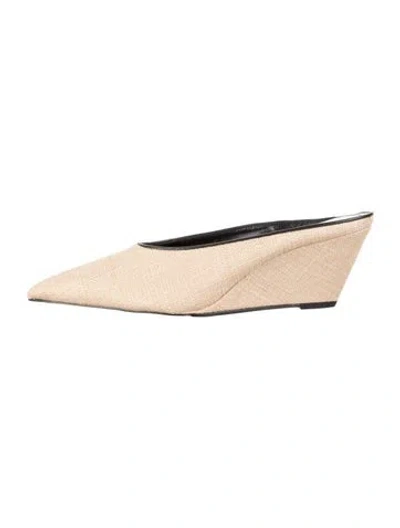 Pre-owned Larroude Straw Mules In Neutrals