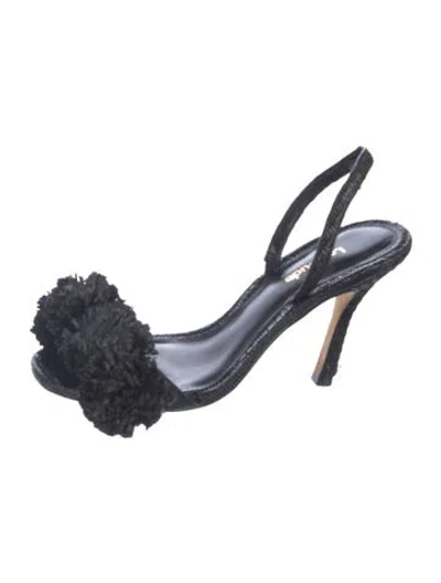 Pre-owned Larroude Straw Sandals In Black