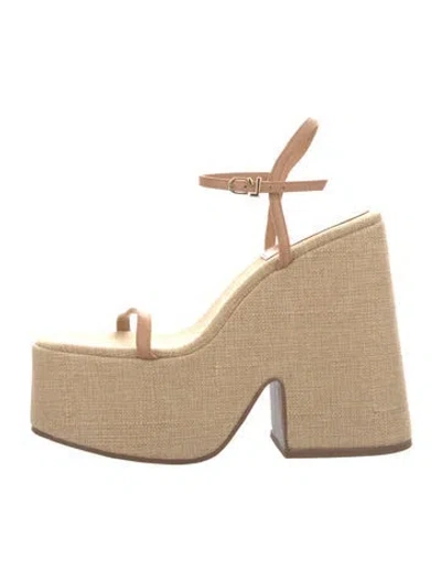 Pre-owned Larroude Straw Sandals In Brown