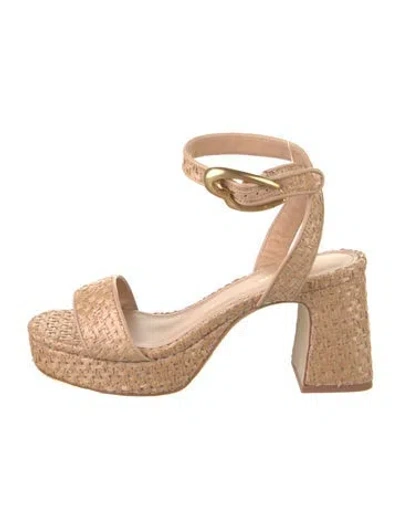 Pre-owned Larroude Straw Sandals In Neutral
