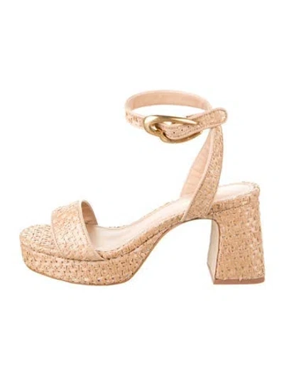 Pre-owned Larroude Straw Sandals In Neutral