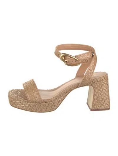 Pre-owned Larroude Straw Sandals In Neutral
