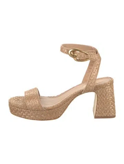 Pre-owned Larroude Straw Sandals In Neutrals