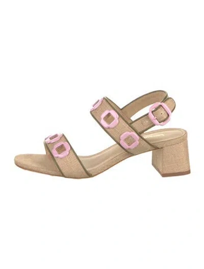 Pre-owned Larroude Straw Sandals In Neutrals