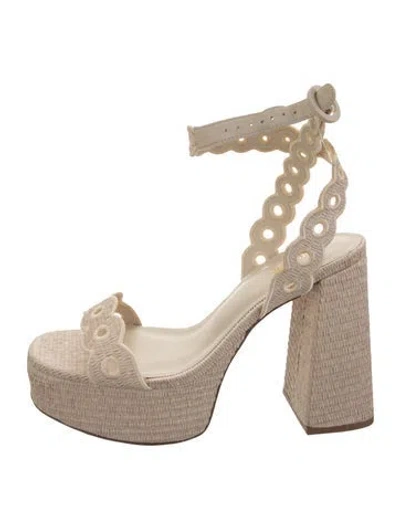 Pre-owned Larroude Straw Sandals In Neutrals