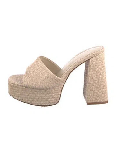 Pre-owned Larroude Straw Slides In Neutral