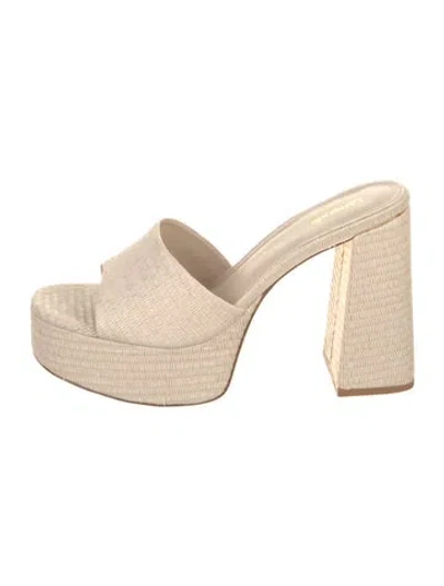 Pre-owned Larroude Straw Slides In Neutral