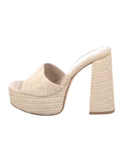 Pre-owned Larroude Straw Slides In Neutral