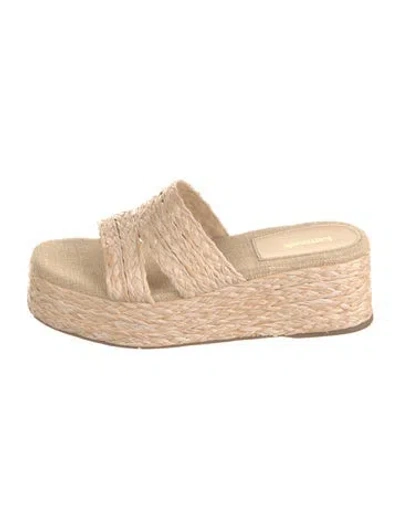Pre-owned Larroude Straw Slides In Neutral