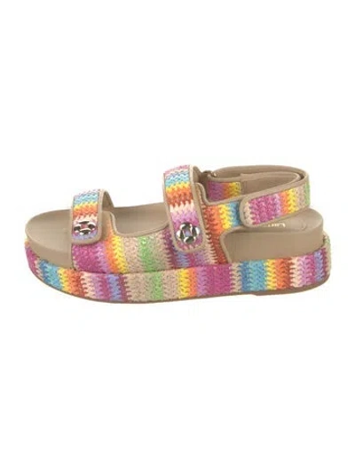 Pre-owned Larroude Striped Sandals In Pink