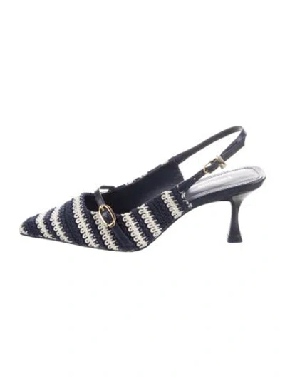 Pre-owned Larroude Striped Slingback Pumps W/ Tags In Blue