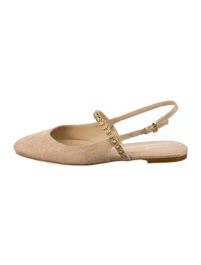 Pre-owned Larroude Studded Accents Flats In Gold/metallic
