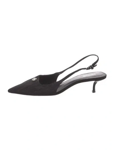 Pre-owned Larroude Studded Accents Slingback Pumps In Black