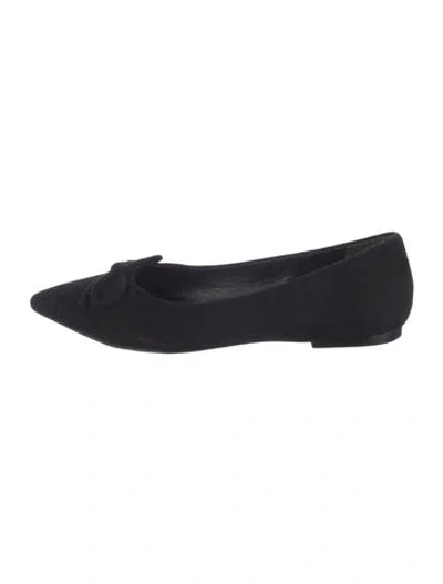 Pre-owned Larroude Suede Ballet Flats In Black