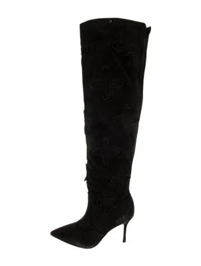 Pre-owned Larroude Suede Boots In Black