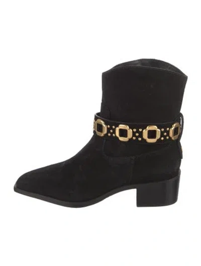 Pre-owned Larroude Suede Boots In Black