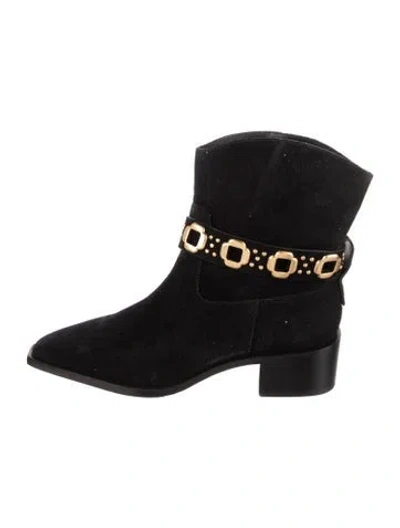Pre-owned Larroude Suede Boots In Black