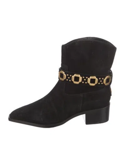 Pre-owned Larroude Suede Boots In Black