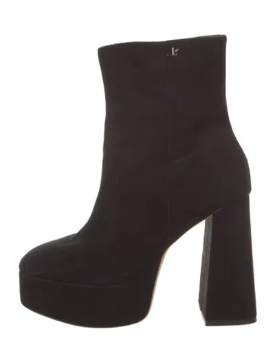 Pre-owned Larroude Suede Boots In Burgundy