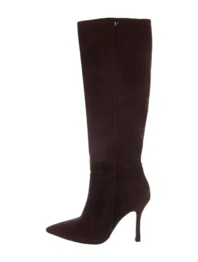 Pre-owned Larroude Suede Boots In Burgundy
