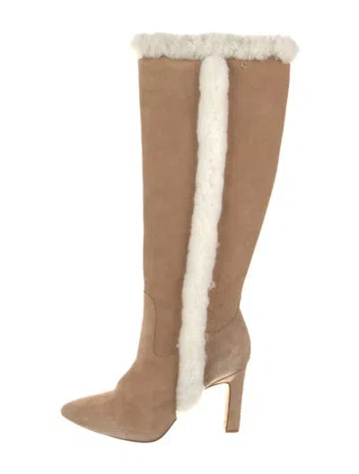 Pre-owned Larroude Suede Boots In Neutral