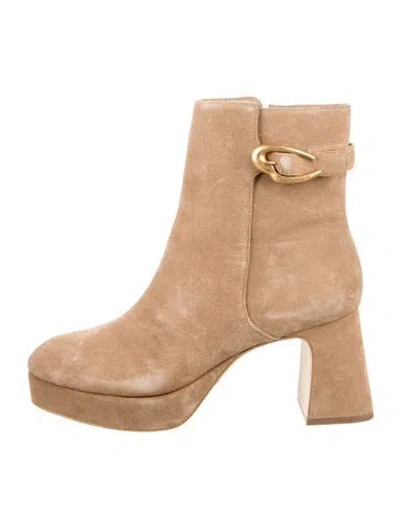 Pre-owned Larroude Suede Boots In Neutral