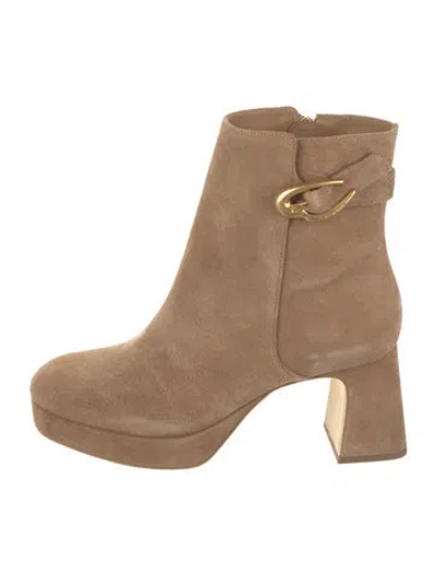 Pre-owned Larroude Suede Boots In Neutral