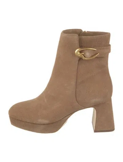 Pre-owned Larroude Suede Boots In Neutral
