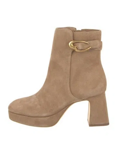Pre-owned Larroude Suede Boots In Neutral