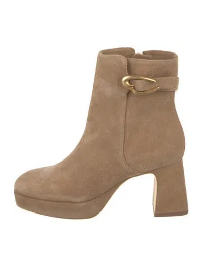 Pre-owned Larroude Suede Boots In Neutral