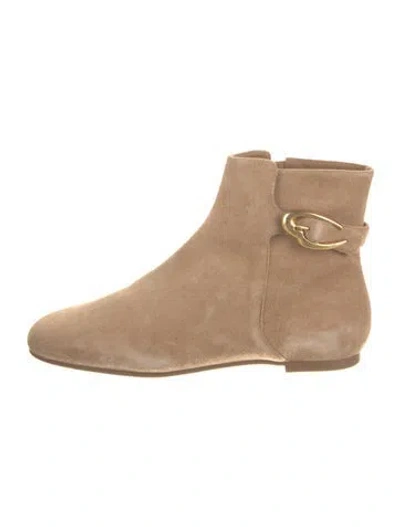 Pre-owned Larroude Suede Boots In Neutrals