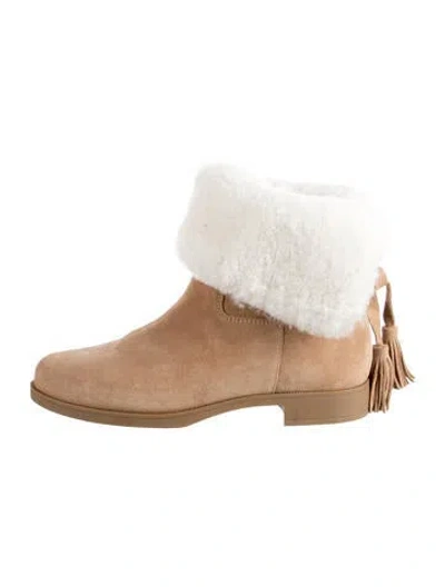 Pre-owned Larroude Suede Boots In Neutrals