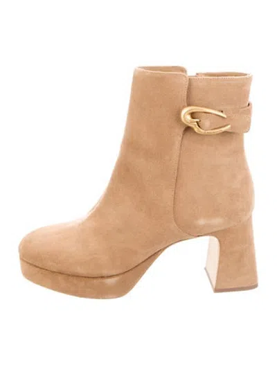 Pre-owned Larroude Suede Boots In Neutrals