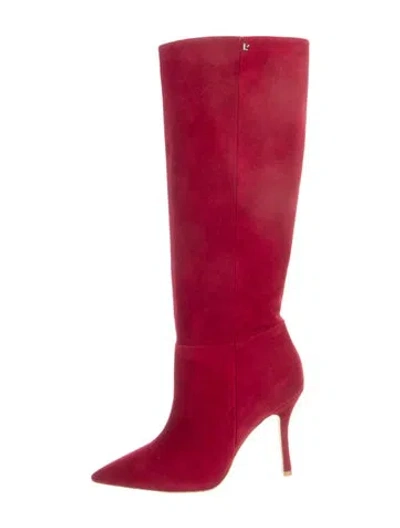 Pre-owned Larroude Suede Boots In Red