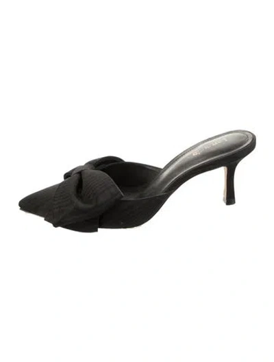 Pre-owned Larroude Suede Bow Accents Mules In Black
