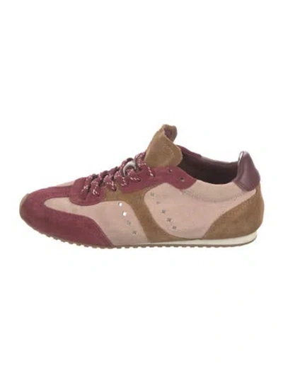 Pre-owned Larroude Suede Colorblock Pattern Athletic Sneakers In Multi