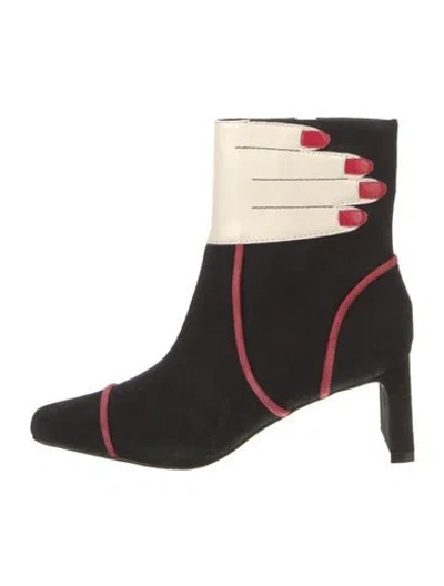 Pre-owned Larroude Suede Colorblock Pattern Boots In Multi